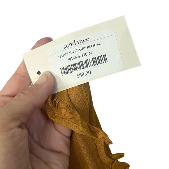 Sundance Femme Militaire Blouse Crinkle Button Down Long Sleeve Ruffle - Picture 8 of 9